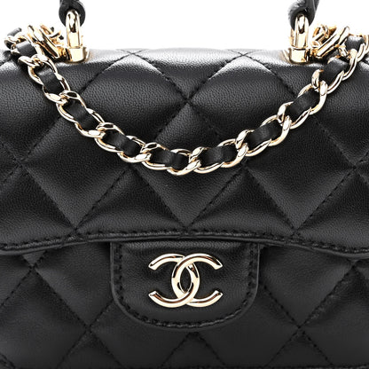 Chanel Lambskin Quilted Top Handle Flap Coin Purse With Chain Black 9 of 12