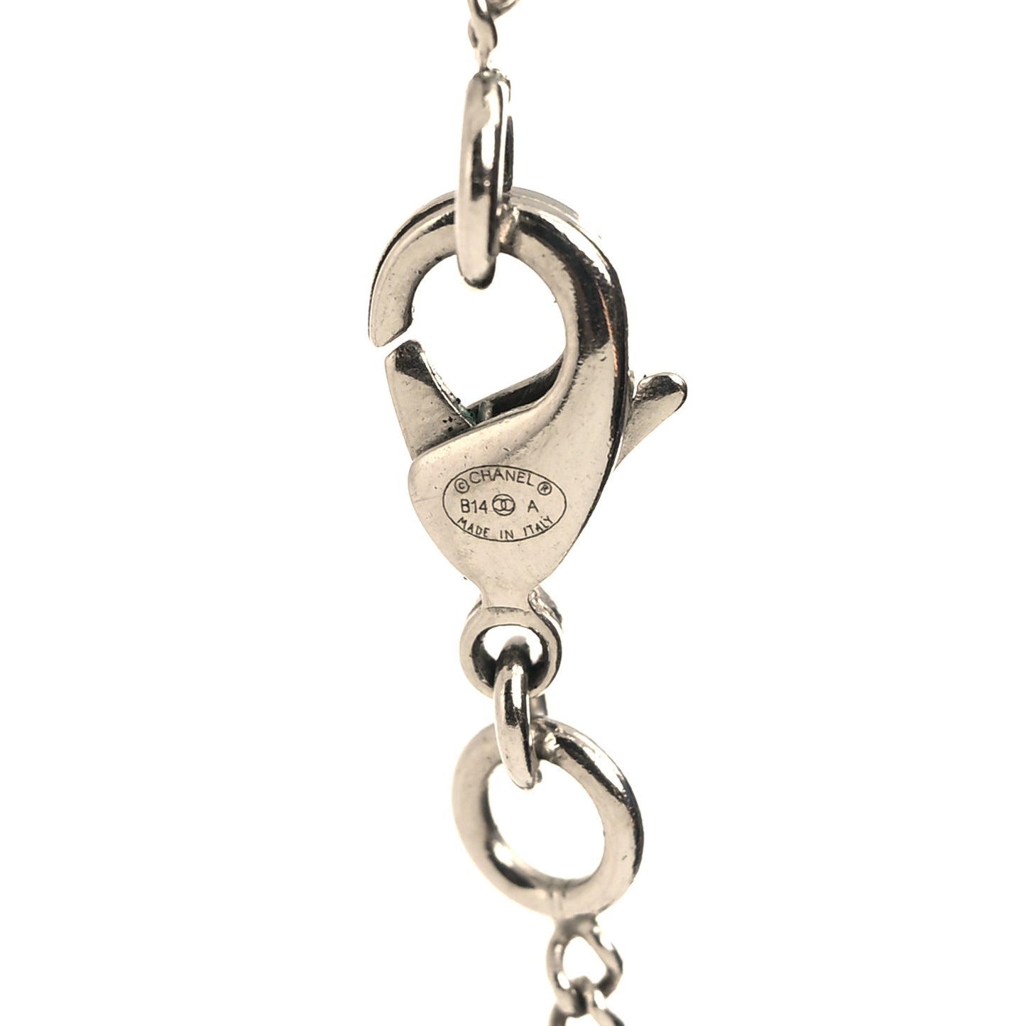 Pearl CC Drop Necklace Silver Black