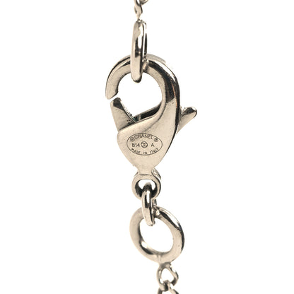 Chanel Pearl CC Drop Necklace Silver Black 4 of 5