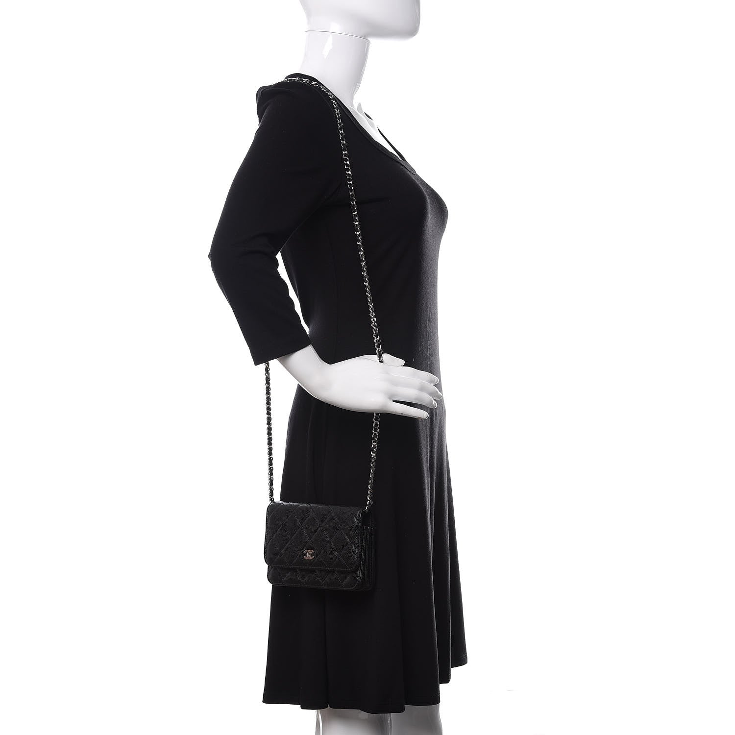 Chanel Caviar Quilted Mini Wallet On Chain WOC Black 2 of 11