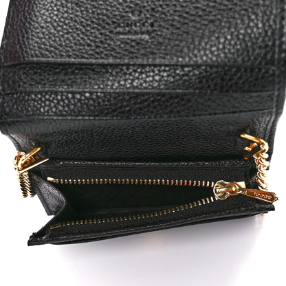 Gucci Grainy Calfskin Zumi Chain Card Case Wallet Black 5 of 12