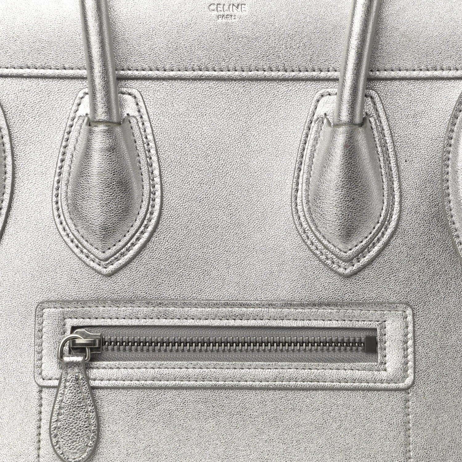 Celine Laminated Lambskin Micro Luggage Silver 8 of 26