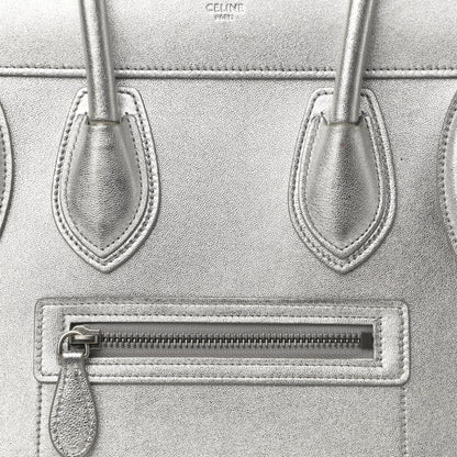 Celine Laminated Lambskin Micro Luggage Silver 8 of 26