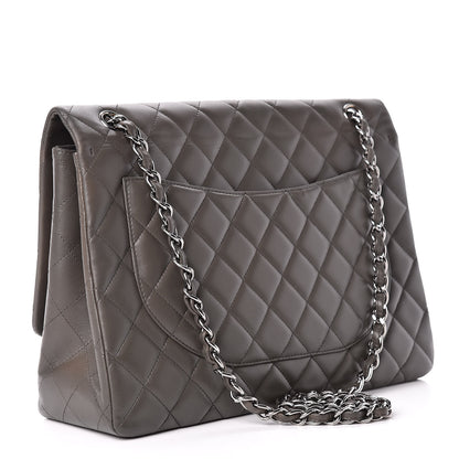 Chanel Lambskin Quilted Maxi Single Flap Dark Grey 3 of 15