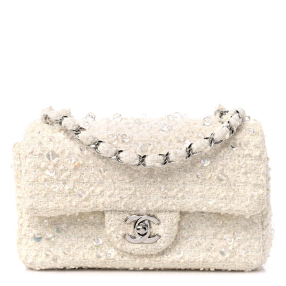 Chanel Tweed Beaded Mini Rectangular Flap White 1 of 13