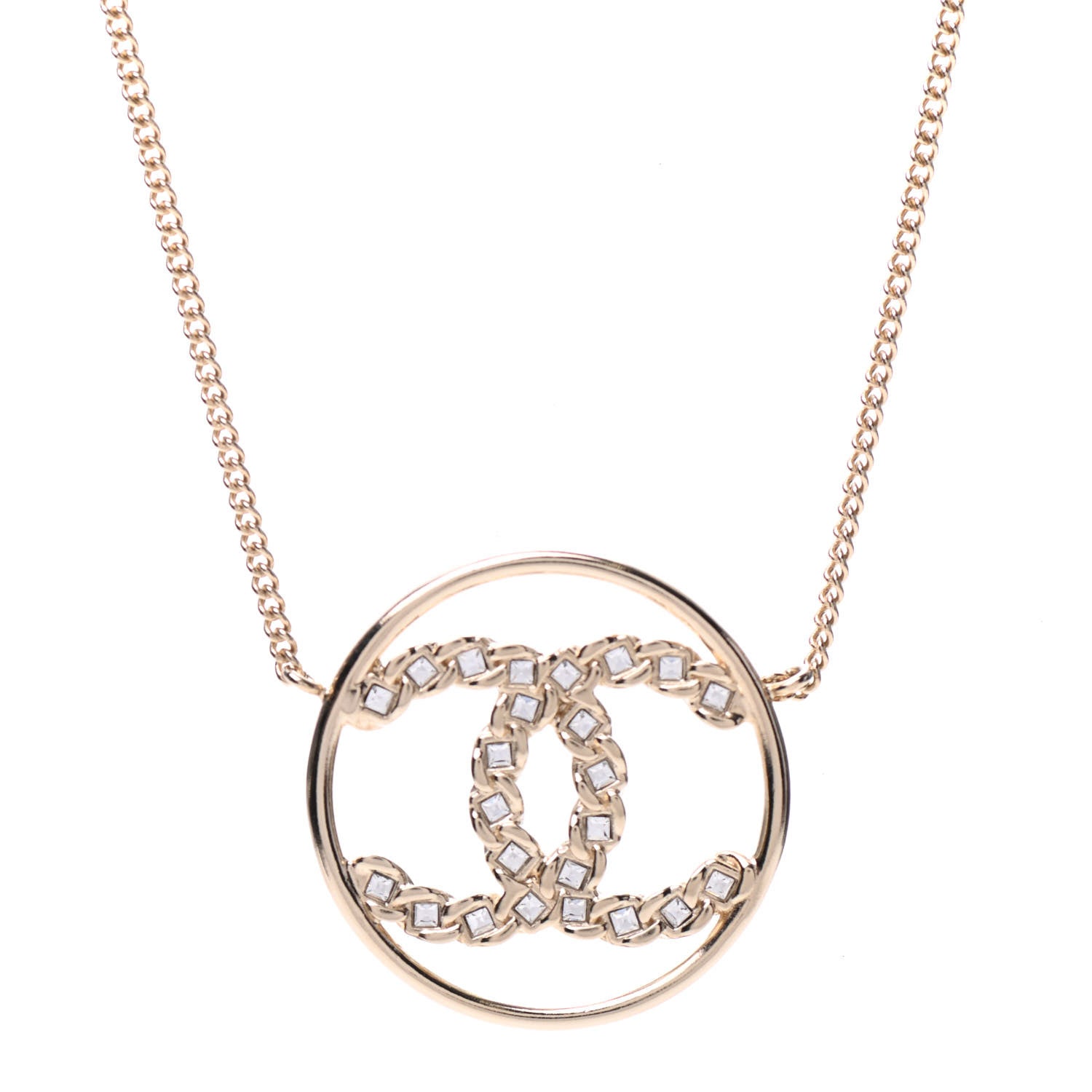 Chanel Baguette Crystal High Society CC Pendant Necklace Gold 4 of 6
