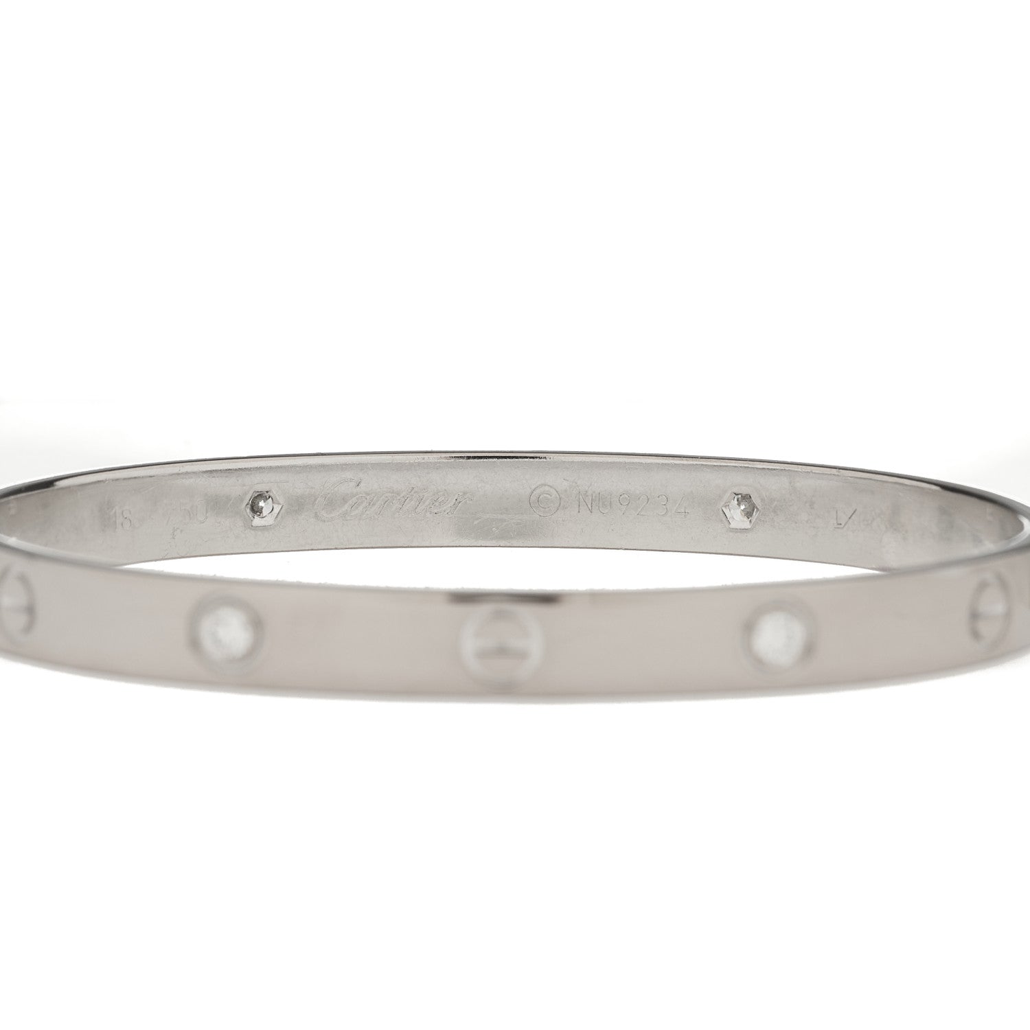 Cartier 18K White Gold 4 Diamond Love Bracelet 18 3 of 7