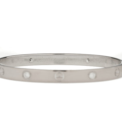 Cartier 18K White Gold 4 Diamond Love Bracelet 18 3 of 7