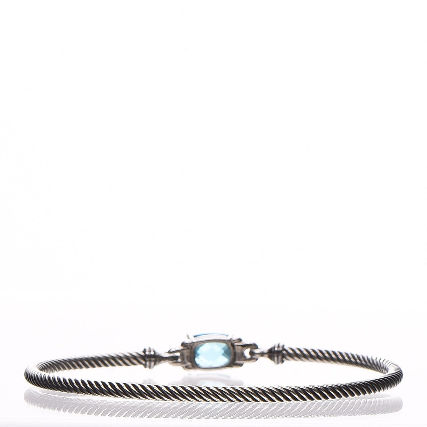 Sterling Silver Diamond Blue Topaz 3mm Petite Wheaton Bracelet