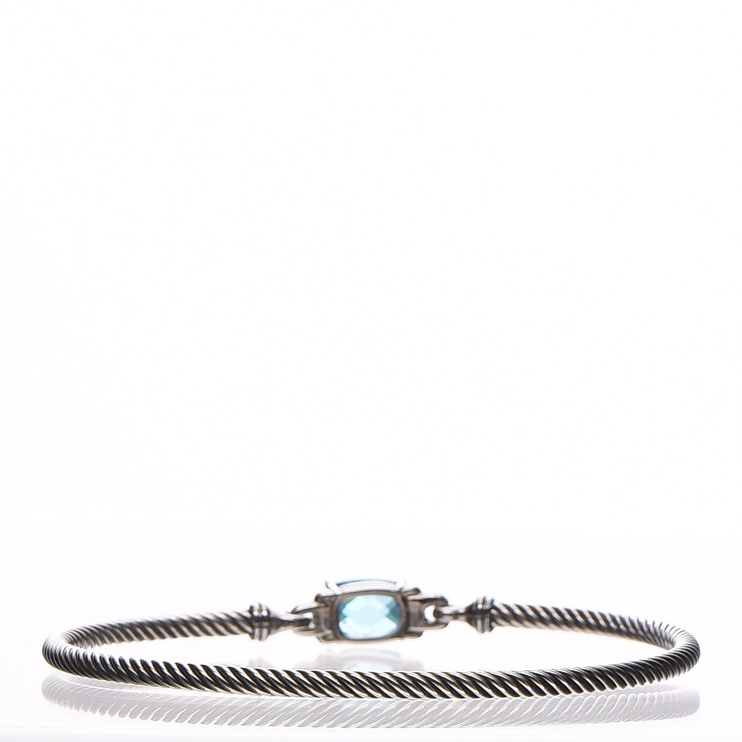 David Yurman Sterling Silver Diamond Blue Topaz 3mm Petite Wheaton Bracelet 3 of 7