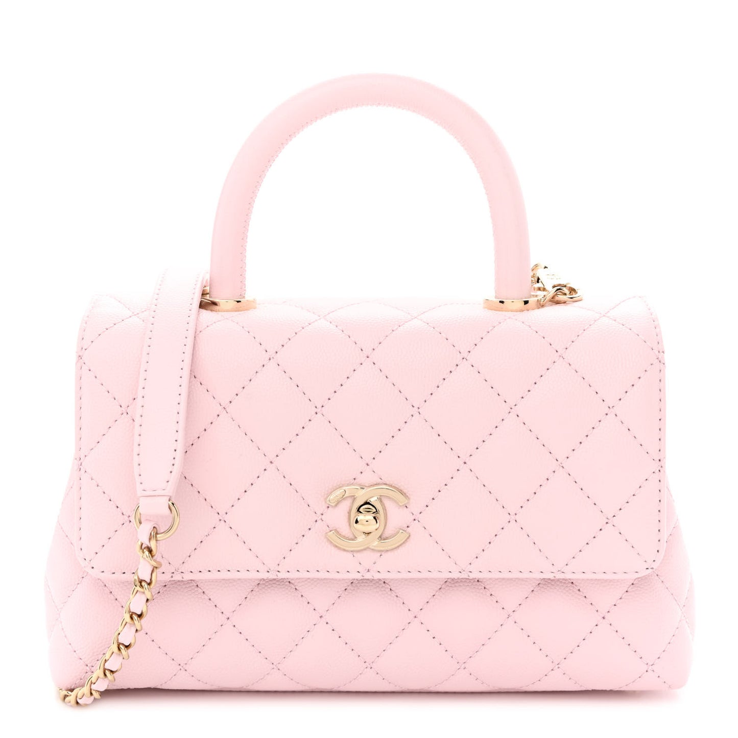 Caviar Quilted Mini Coco Handle Flap Light Pink