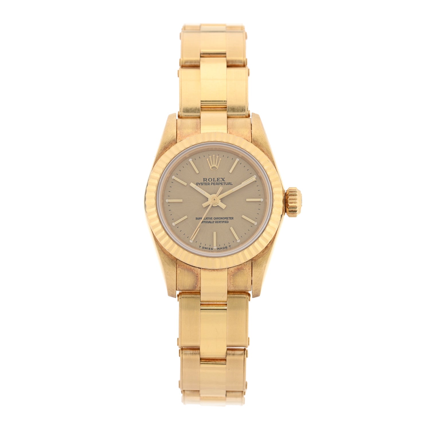 Rolex 18K Yellow Gold 26mm Oyster Perpetual Rivet Watch Champagne 67198 1 of 5