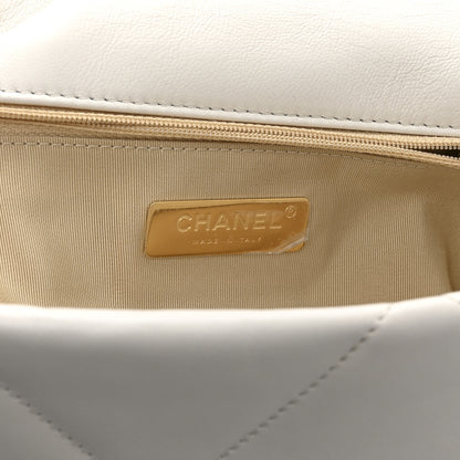 Chanel Goatskin Quilted Large Chanel 19 Flap White 6 of 10