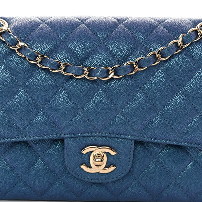 Chanel Iridescent Caviar Quilted Medium Double Flap Dark Blue 7 of 9