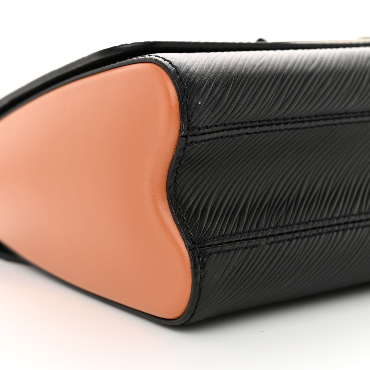 Epi Monogram Tape Twist Shoulder Bag MM Black White Orange