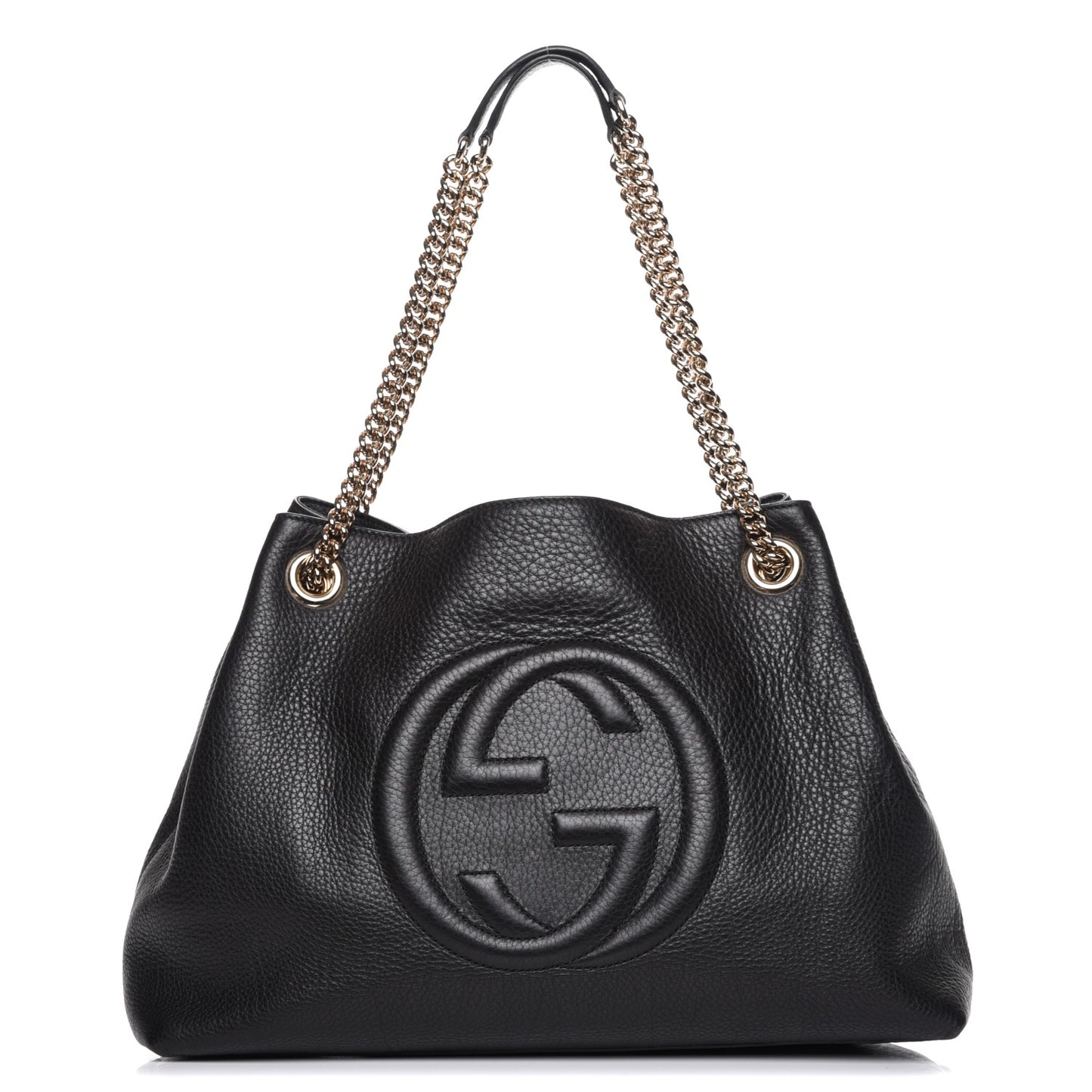 Pebbled Calfskin Medium Soho Chain Shoulder Bag Black