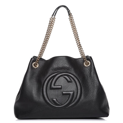 Gucci Pebbled Calfskin Medium Soho Chain Shoulder Bag Black 1 of 7