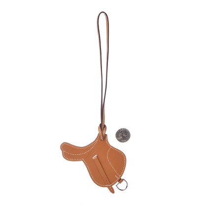 Hermes Veau Butler Paddock Selle Horse Saddle Bag Charm Natural Sable 2 of 4