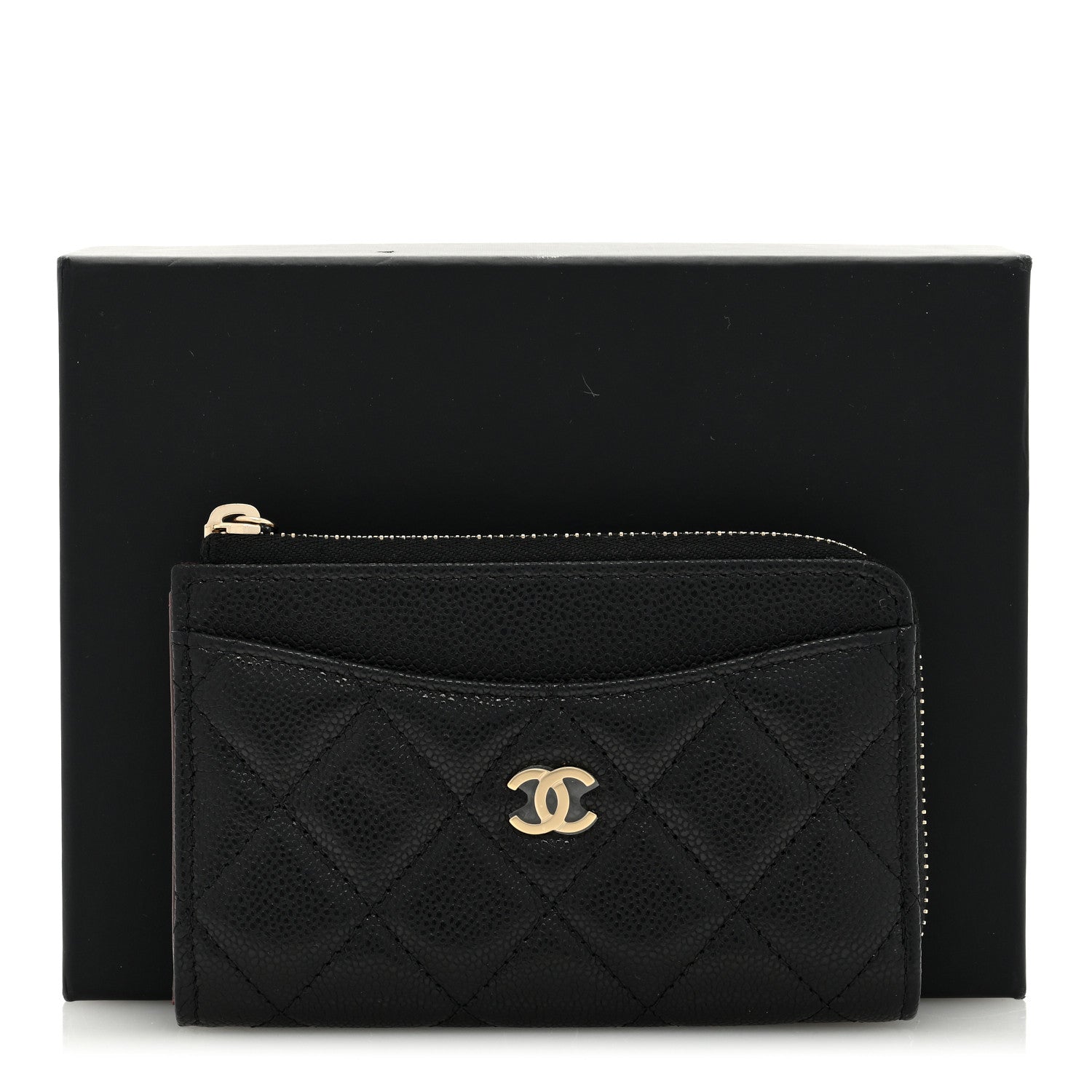 Chanel Caviar Quilted CC Zip Around Card Holder Black 8 of 8
