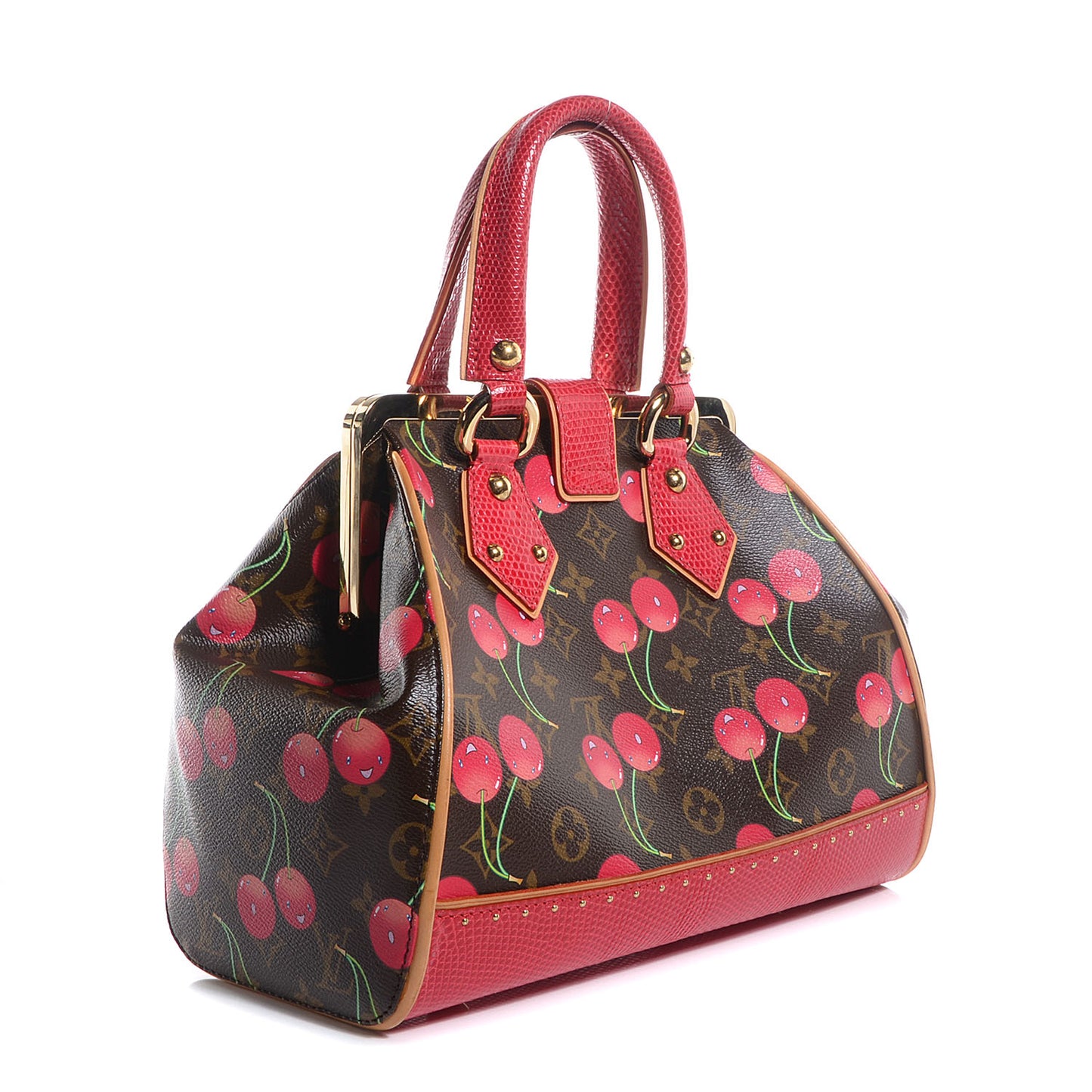 Monogram Cerises Lizard Sac Fermoir MM