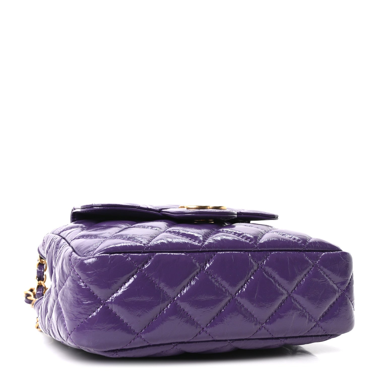 Chanel Shiny Crumpled Calfskin Quilted Small Wavy CC Hobo Purple 4 of 11