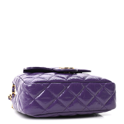 Chanel Shiny Crumpled Calfskin Quilted Small Wavy CC Hobo Purple 4 of 11