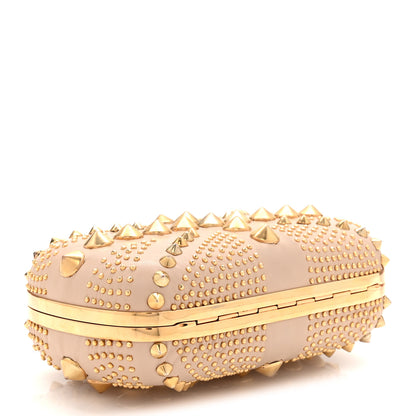 Alexander McQueen Calfskin Studded Britannia Skull Box Clutch Beige 4 of 7