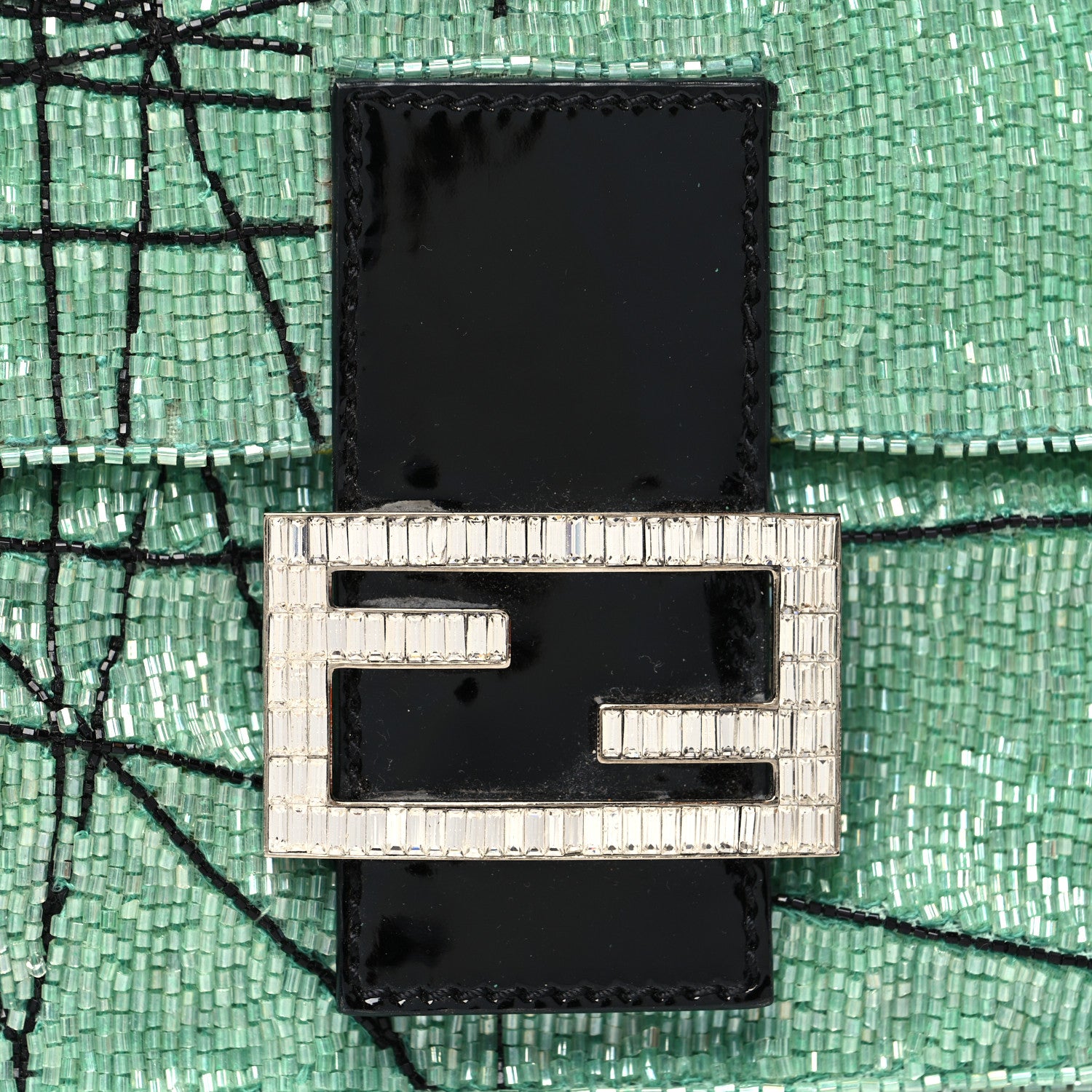 Fendi Beaded Crystal Baguette Green Black 7 of 12