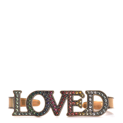 Gucci Metal Crystal Loved Palm Cuff Hand Piece Aged Gold 1 of 6
