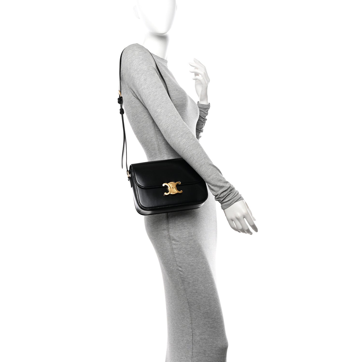 Celine Shiny Calfskin Medium Triomphe Black 2 of 14