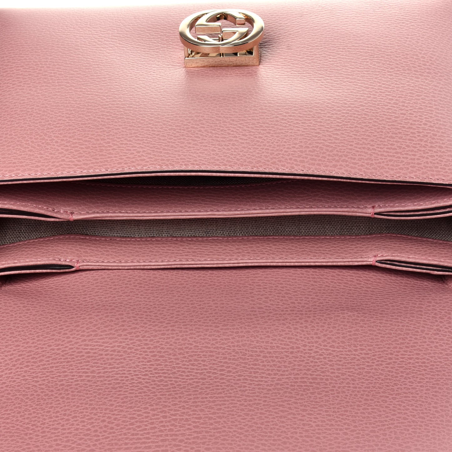Dollar Calfskin Medium Interlocking G Top Handle Shoulder Bag Soft Pink