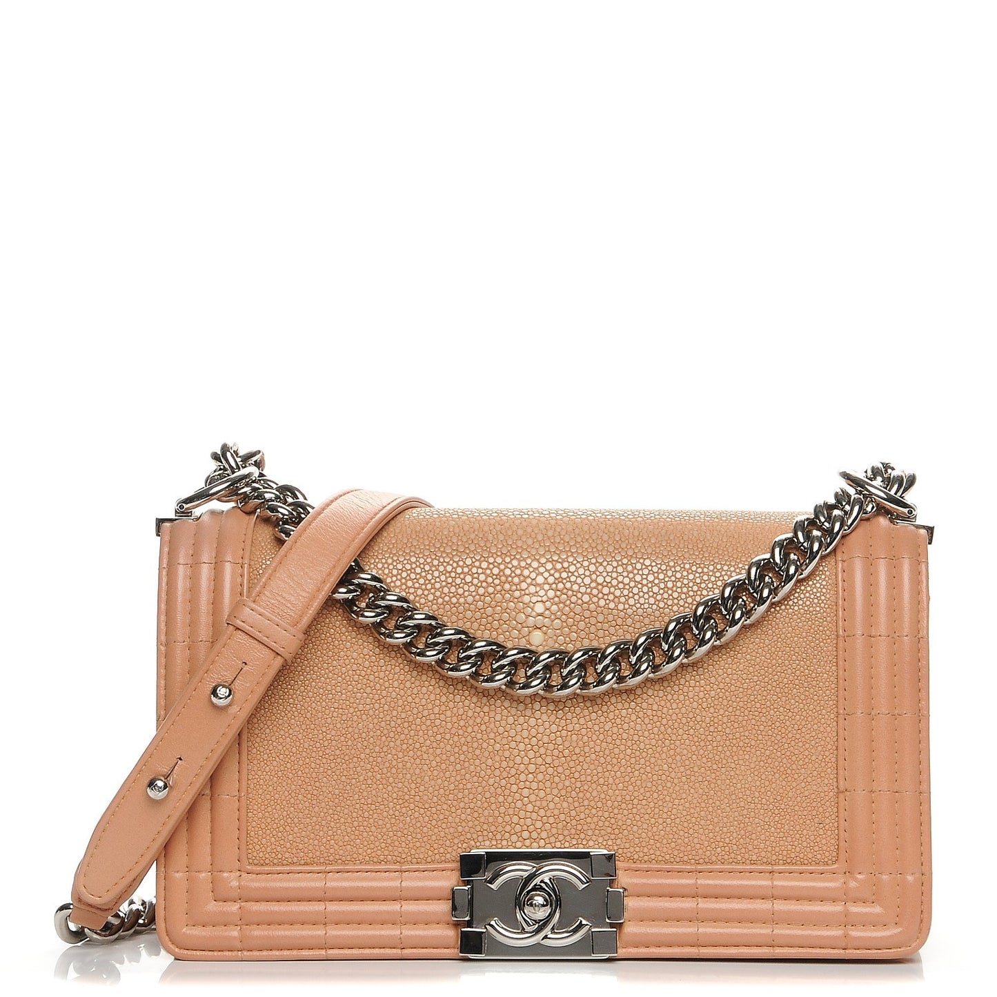 Galuchat Stingray Medium Boy Flap Light Pink