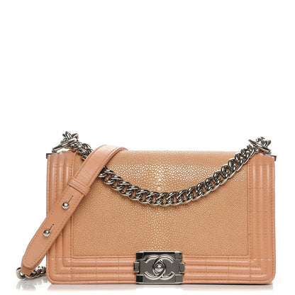 Chanel Galuchat Stingray Medium Boy Flap Light Pink 1 of 8