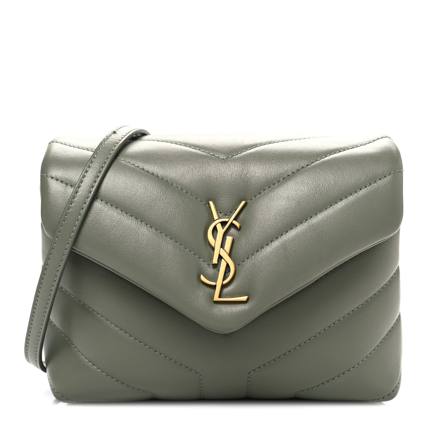 Calfskin Y Quilted Monogram Toy Loulou Crossbody Bag Light Sage