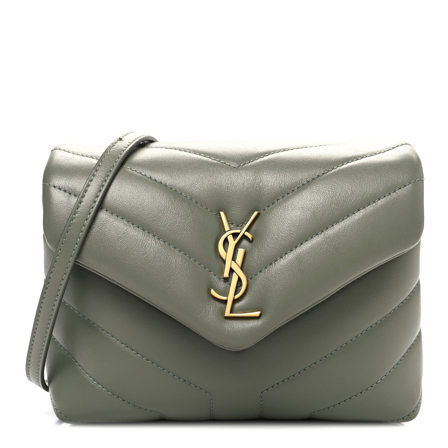 Saint Laurent Calfskin Y Quilted Monogram Toy Loulou Crossbody Bag Light Sage 1 of 11
