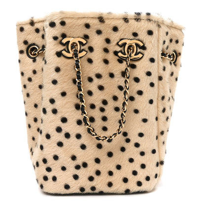 Chanel Pony Hair Cheetah Printed CC Chain Bucket Bag Light Beige Black 1 of 10