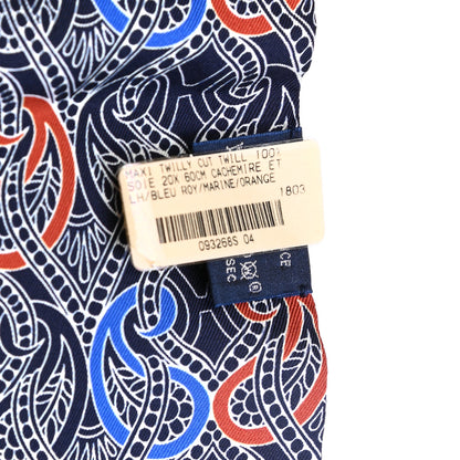 Hermes Silk Cachemire Et Rayure Maxi Twilly Cut Bleu Roy Marine Orange 2 of 4