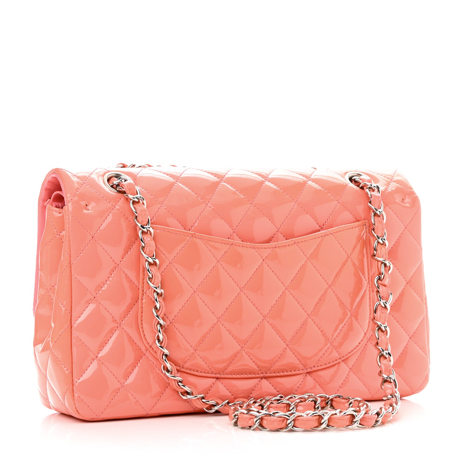Chanel Patent Quilted Medium Double Flap Coral 3 of 14