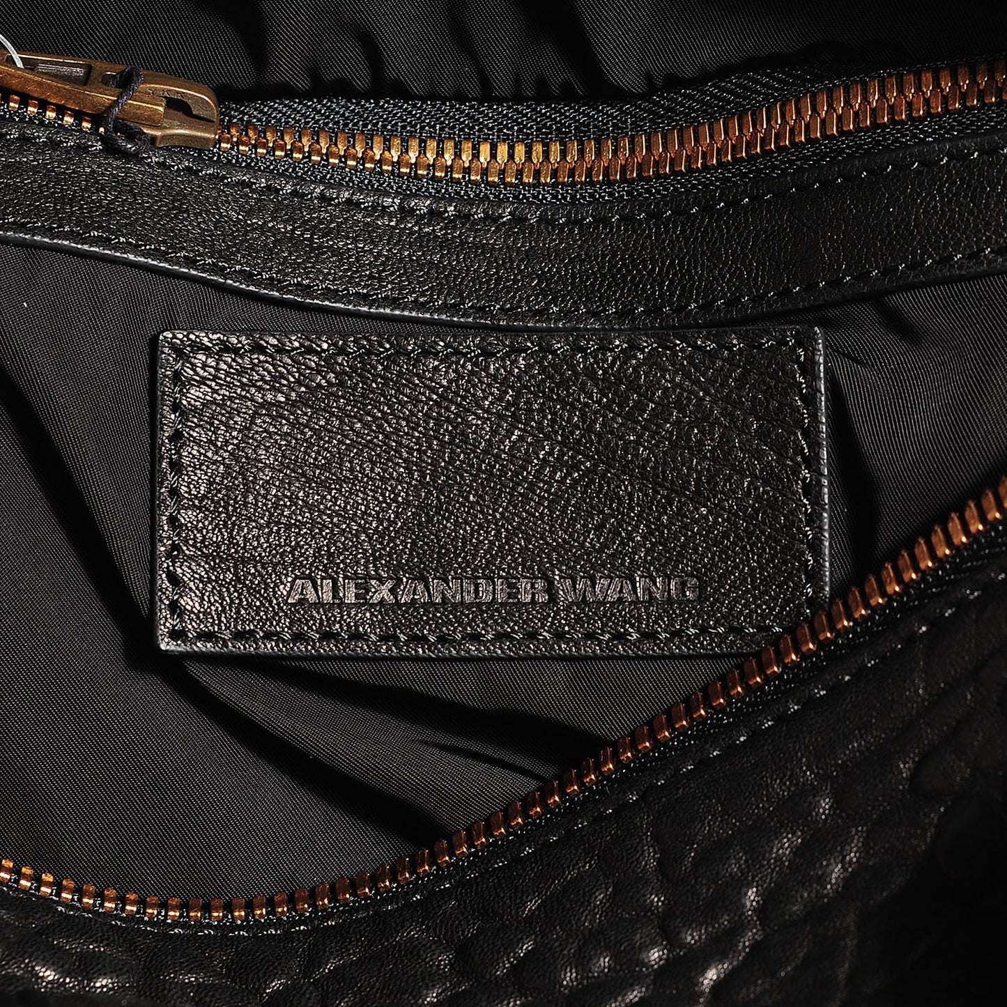 Pebbled Lambskin Rocco Black Antique Brass Hardware