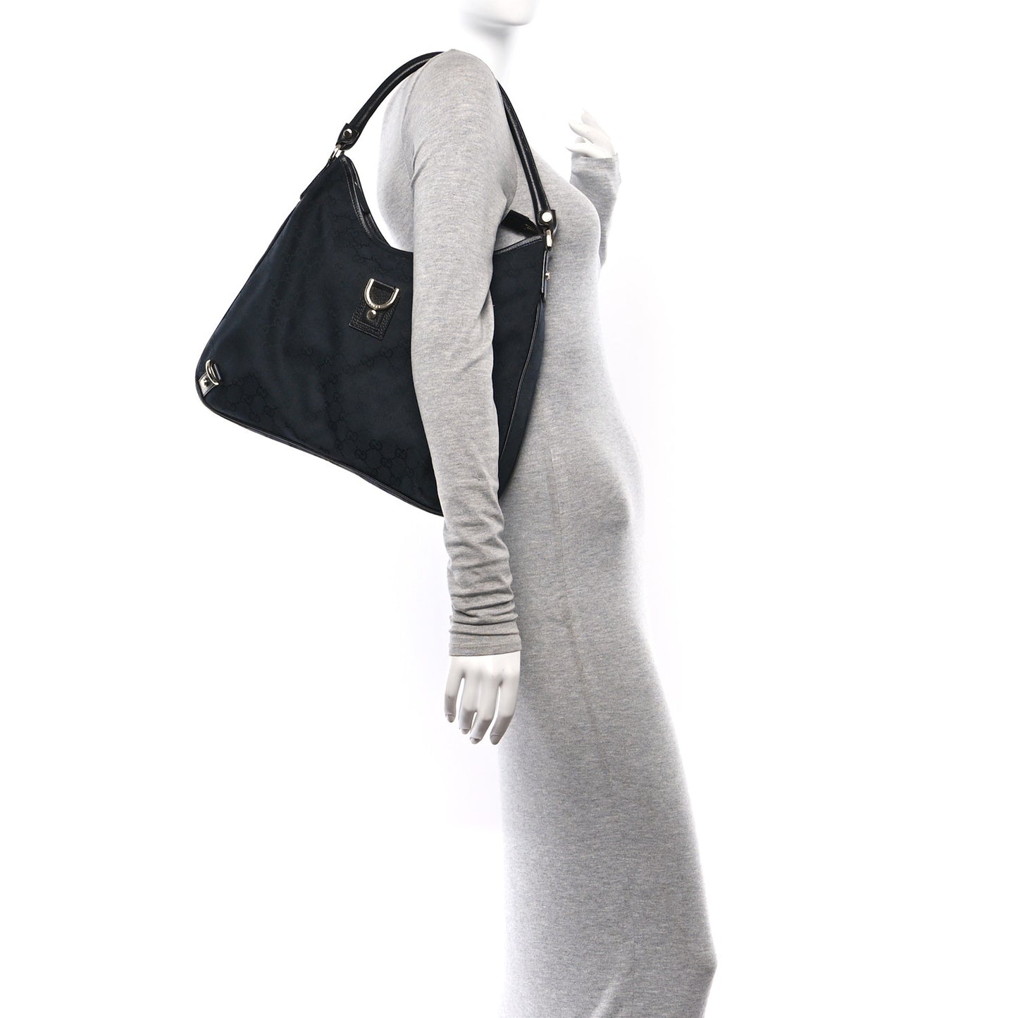 Denim Monogram Abbey D Ring Hobo Black