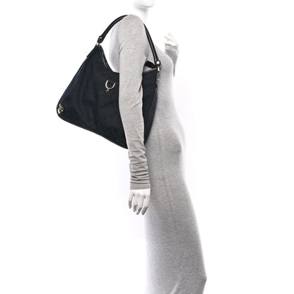 Gucci Denim Monogram Abbey D Ring Hobo Black 2 of 13