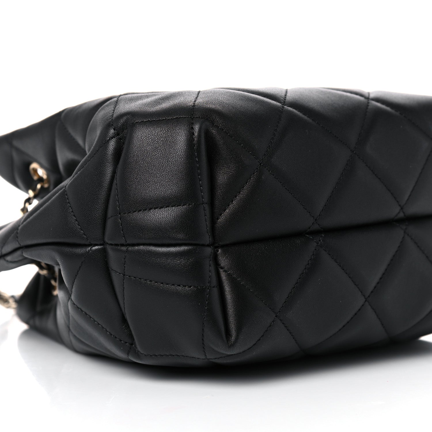 Chanel Lambskin Quilted Large CC Drawstring Bag Black 8 of 10