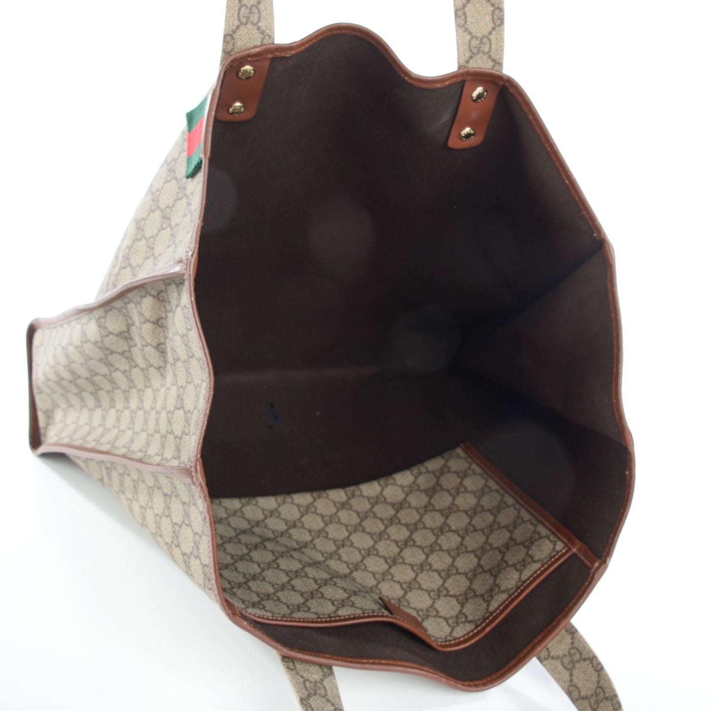 GG Plus Monogram Large Signature Web Loop Tote Brown