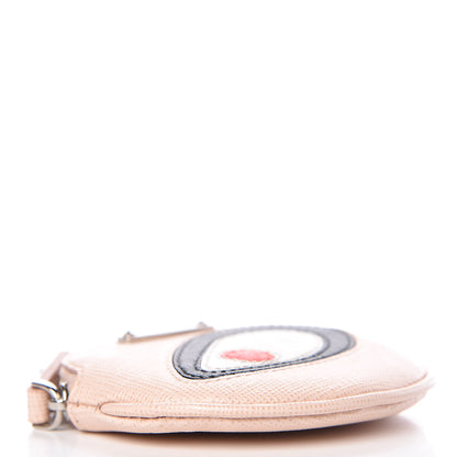 Fendi Saffiano Monster Eye Coin Purse Key Case Rosa Plaster 4 of 7