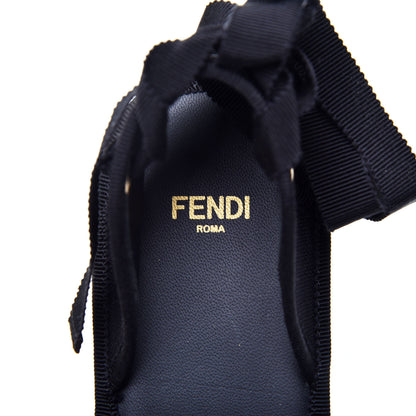 Fendi Canvas FF Embroidered Roma Ankle Wrap Flat Espadrilles 36 Black 11 of 13
