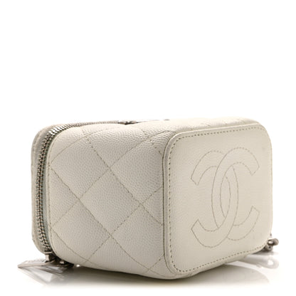 Chanel Caviar Quilted Enamel Coco Mini Vanity Case With Chain White 10 of 11