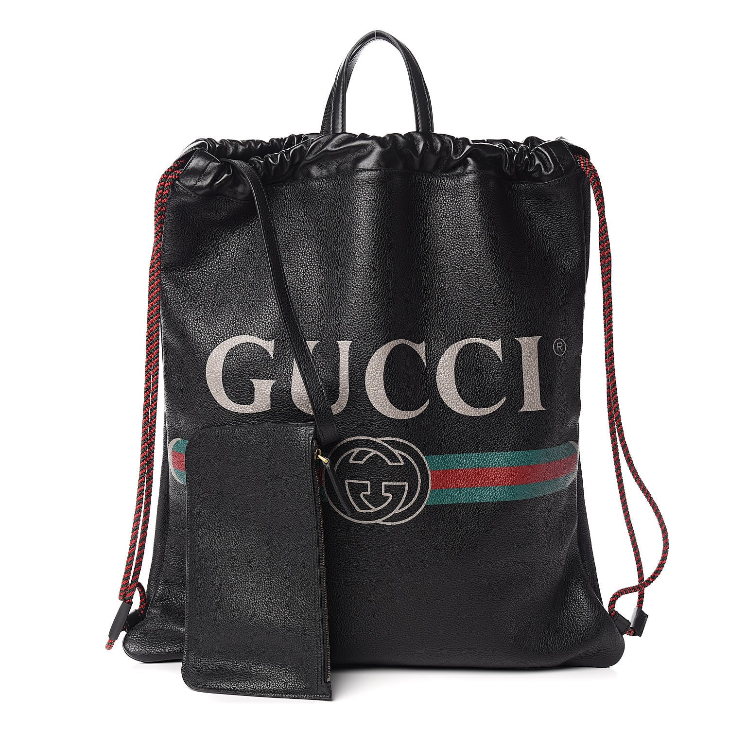 Gucci Calfskin Logo Drawstring Backpack Black 1 of 11