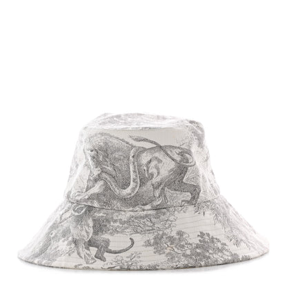 Christian Dior Cotton Dioriviera Toile De Jouy Bob Brim Bucket Hat 57 Gray 3 of 10