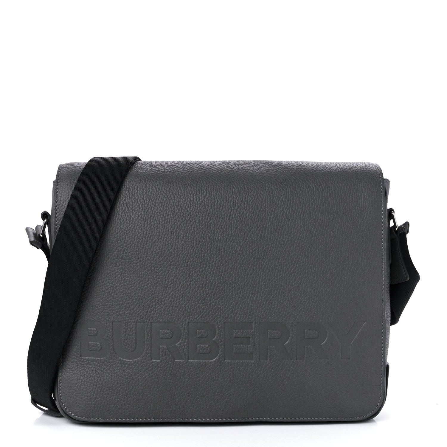 Burberry Grainy Calfskin Embossed Bruno Messenger Charcoal Grey 1 of 8