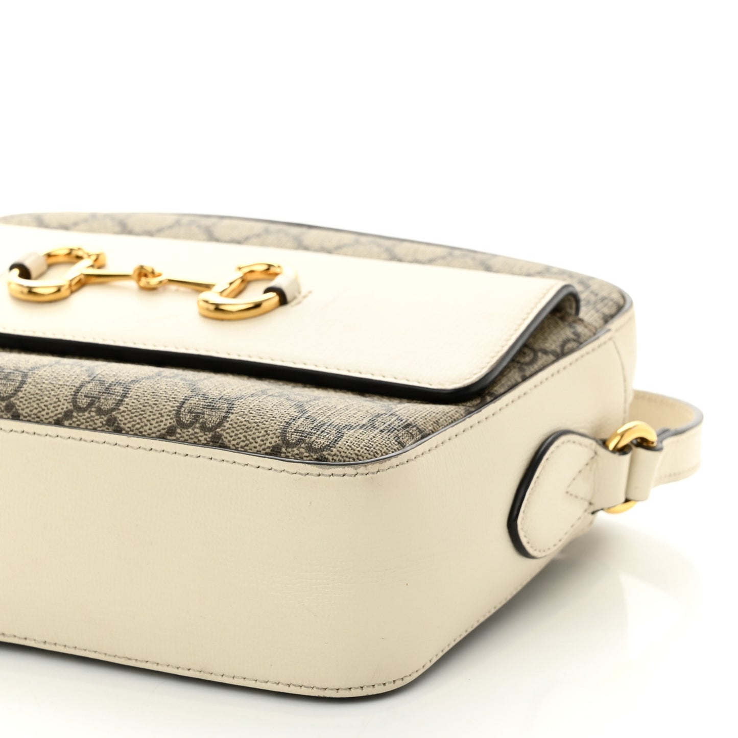 GG Supreme Monogram Small Horsebit 1955 Shoulder Bag Beige Mystic White